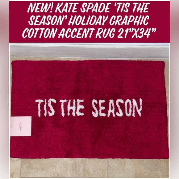 New! Kate Spade ‘Tis The Season’ Holiday Graphic Cotton Accent Rug 21”x34”♥️ - Picture 7 of 7